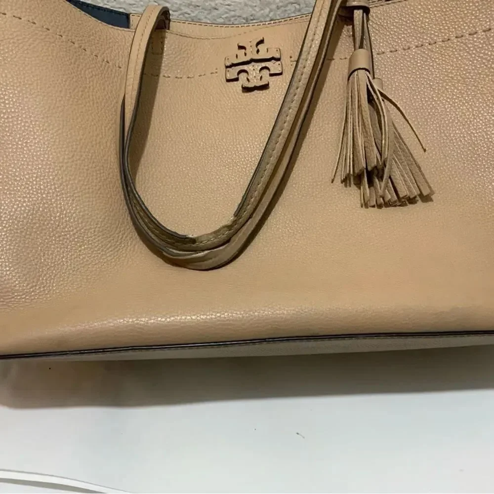 Tory Burch Mcgraw pebbled leather tote bag/purse in pale rose